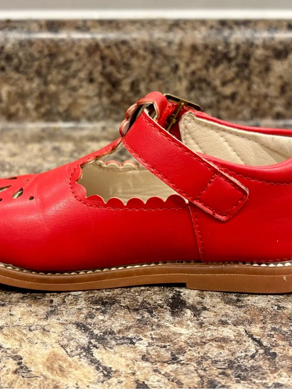 Felix & Flora Red Girls' T-Strap Leather Mary Janes Shoes